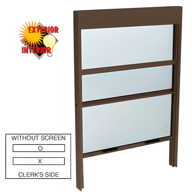 CRL Duranodic Bronze Vertical Sliding Service Window With Sash Balance and 1/4" Vinyl Glazing without Screen