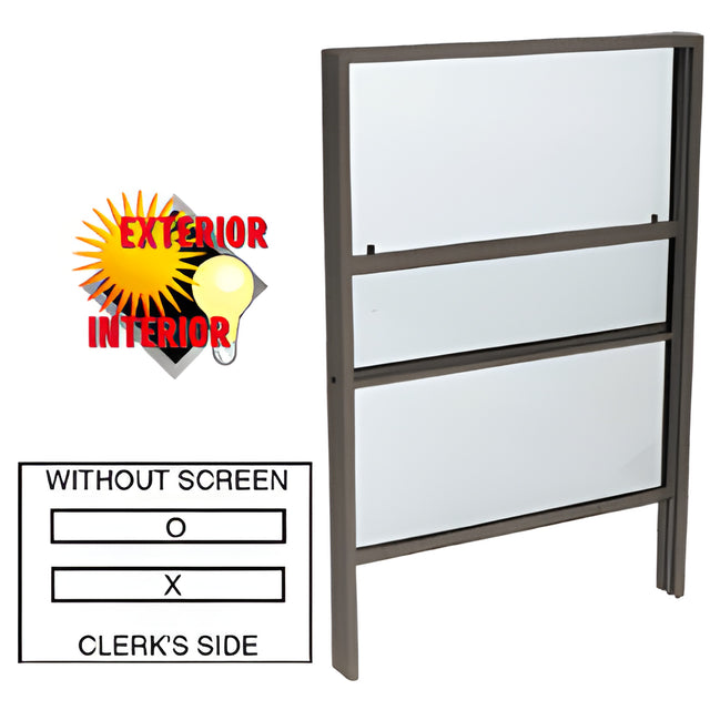 CRL Duranodic Bronze Vertical Sliding Service Window with 1/4" Vinyl Glazing without Screen