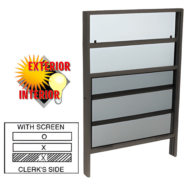 CRL Duranodic Bronze Vertical Sliding Service Windows with 1/4" Vinyl Glazing with Screen