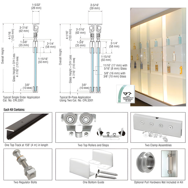 CRL EZ-Slide 80 Top Hung Single Track Sliding Door Kit