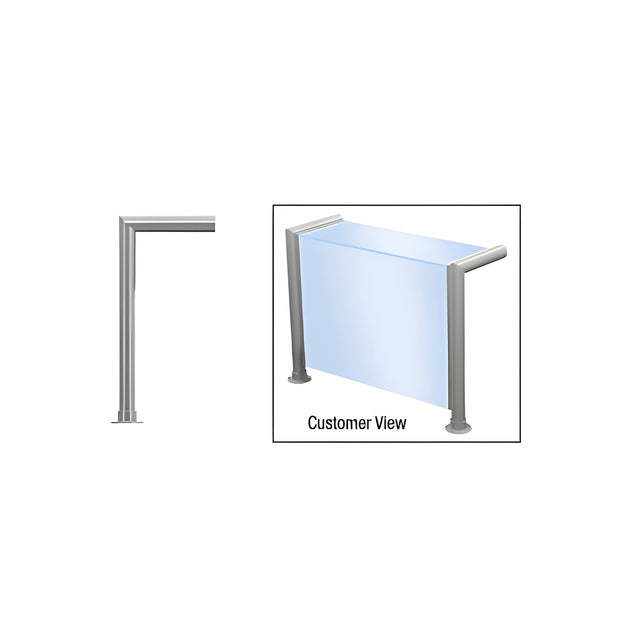 CRL Elegant Series Center Post Sneeze Guard for 3/8" (10 mm) Glass, 18" High, 12" Shelf, 1-1/2" Diameter, 2" Air Gap