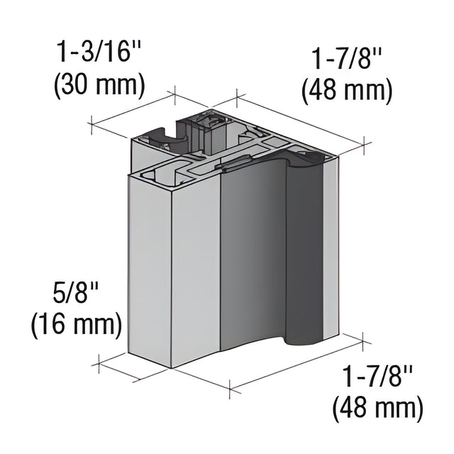 CRL Fallbrook Satin Anodized 1.1m Door Frame Profile Glass-to-Glass