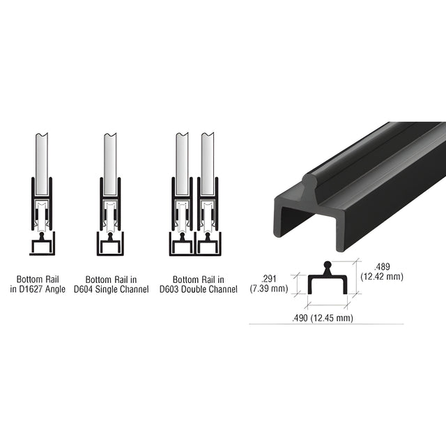 CRL Flat Black Aluminum Single Bottom Rail