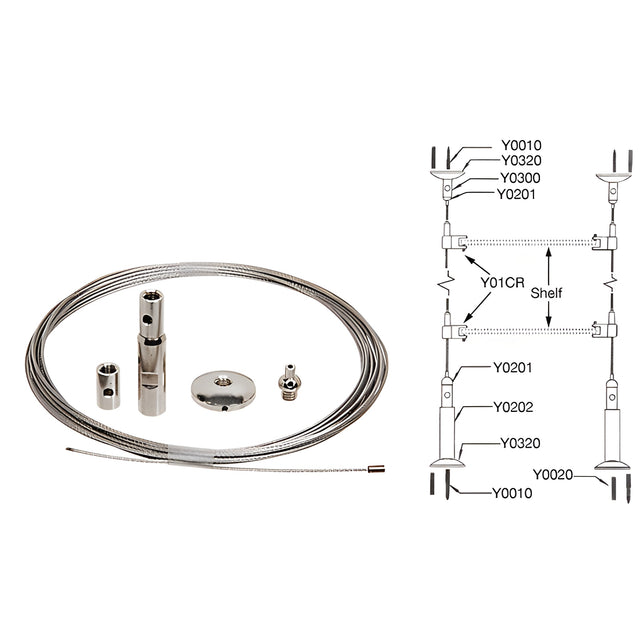 CRL Floor to Ceiling Cable Kit for 1/4" to 3/8" Glass