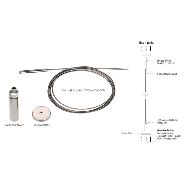 CRL Floor-to-Ceiling Cable Kit for 3/8" to 1/2" Glass