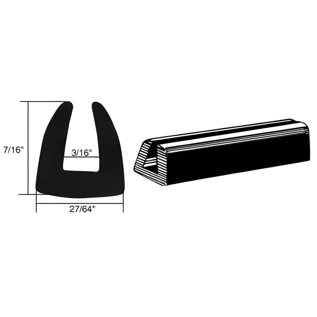 CRL Glass and Acrylic Setting Rubber Channel 3/16" Material - 27/64" Base Width