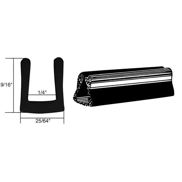 CRL Glass and Acrylic Setting Rubber Channel for 1/4" Material - 25/64" Base Width