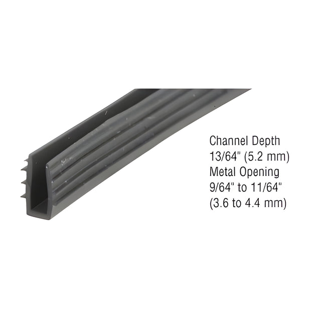 CRL Glazing Vinyl 13/64" Channel Depth 9/64" to 11/64" Metal Opening - 100' Roll