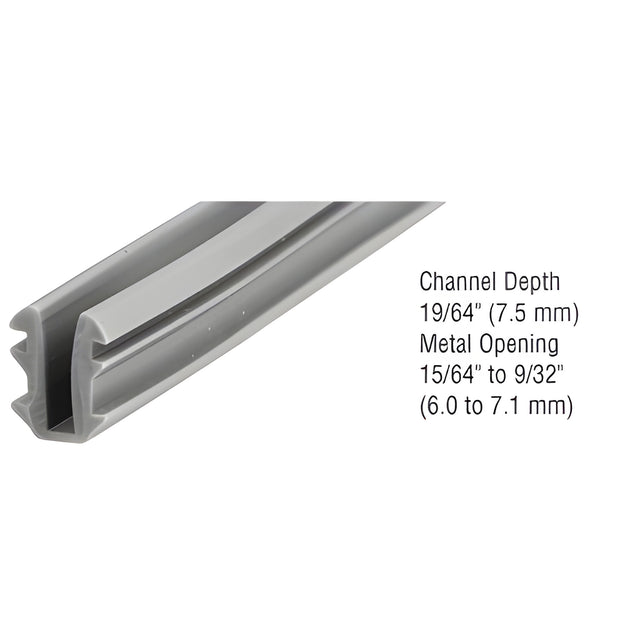 CRL Glazing Vinyl 19/64" Channel Depth 15/64" to 9/32" Metal Opening - 100' Roll