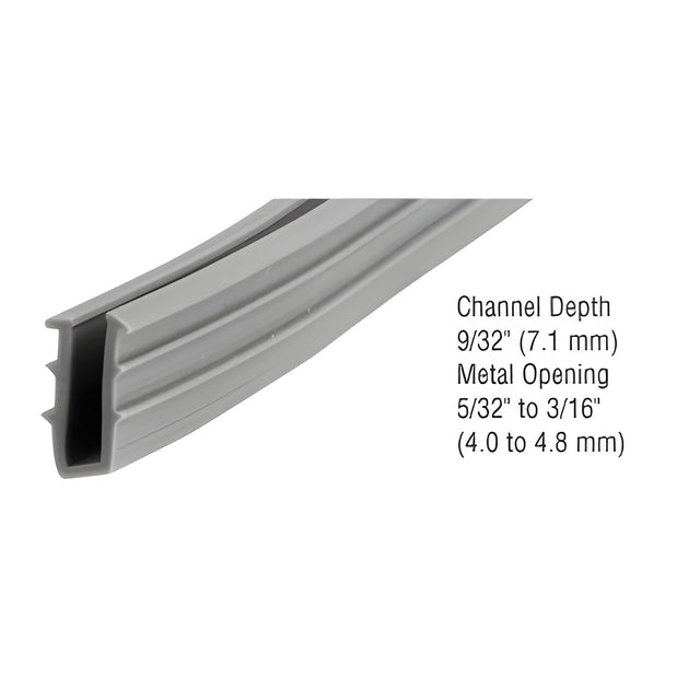 CRL Glazing Vinyl 9/32" Channel Depth 5/32" to 3/16" Metal Opening - 1000' Roll