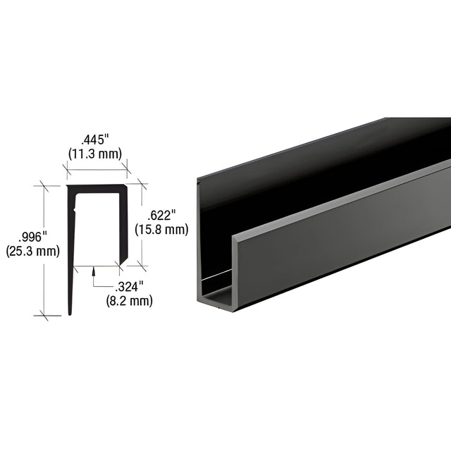 CRL Gloss Black Canadian Style 1/4" Deep Nose "J" Channel
