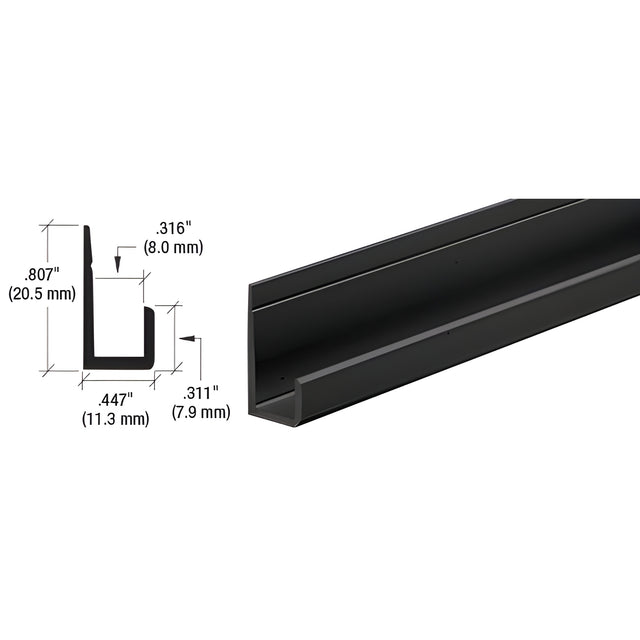 CRL Gloss Black Canadian Style 1/4" Standard Bottom "J" Channel