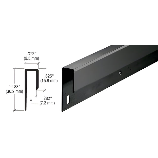 CRL Gloss Black Electro-Static Paint 1/4" Deep Nose Aluminum J-Channel