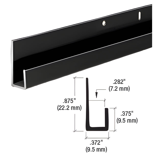 CRL Gloss Black Electro-Static Paint 1/4" Standard Aluminum J-Channel