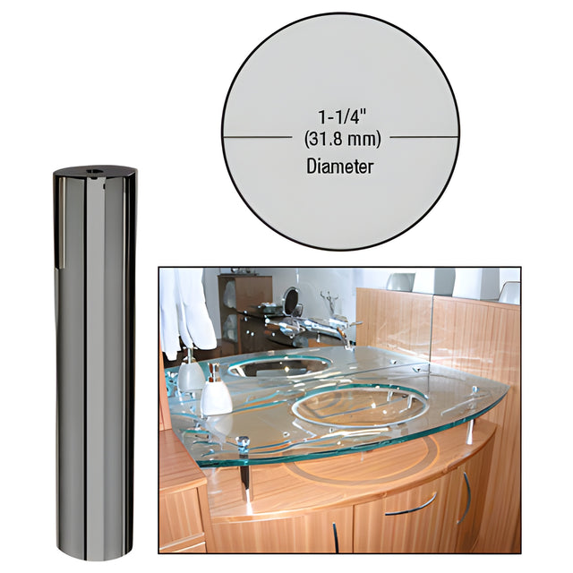 CRL Gun Metal 1-1/4" Diameter by 6" Standoff Base