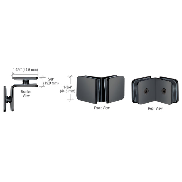 CRL Gun Metal 90 Degree Traditional Style Glass-to-Glass Clamp