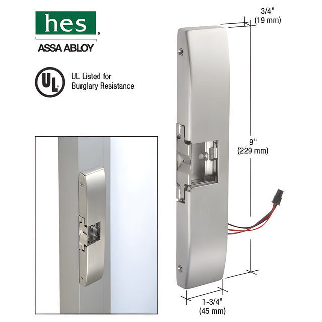 CRL HES® 9600 Series Brushed Stainless Surface Mount Electric Strike