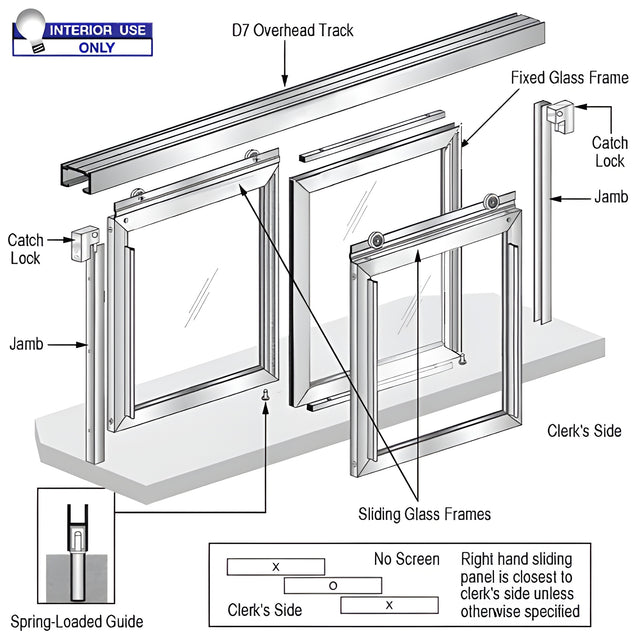 CRL Horizontal Sliding Arlene Model Pass-Thru Assembly with D7 Header / No Screen