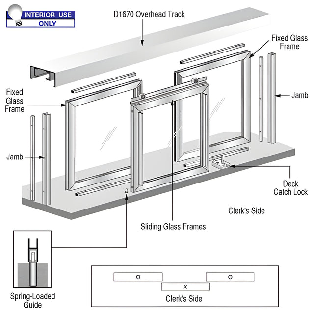 CRL Horizontal Sliding Barbara Model Pass-Thru Assembly With D1670 Header