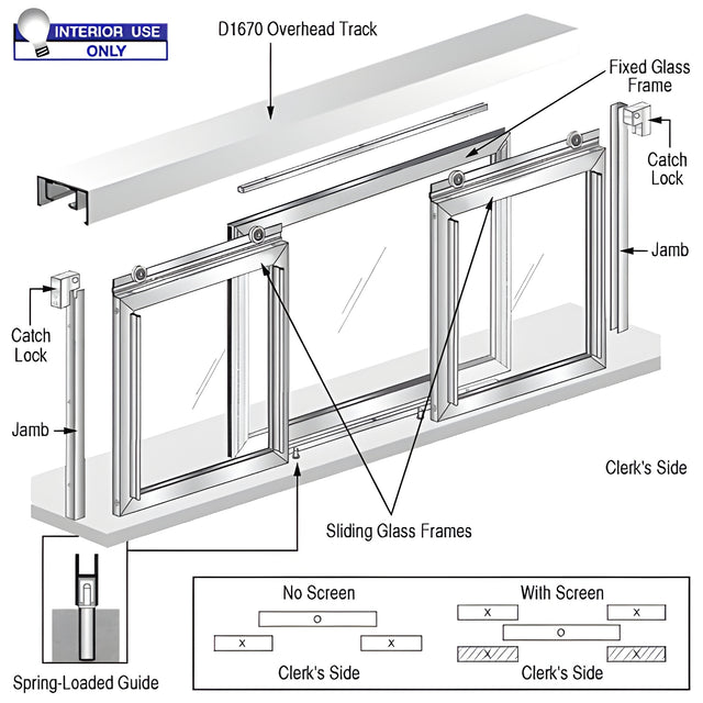 CRL Horizontal Sliding Fawn Model Pass-Thru Assembly with D1670 Header and No Screens