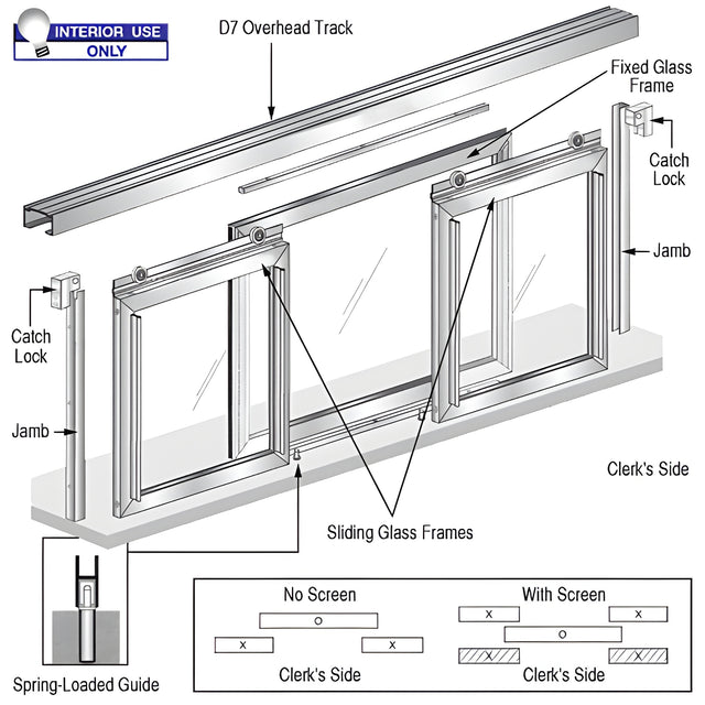 CRL Horizontal Sliding Fawn Model Pass-Thru Assembly with D7 Header & No Screens