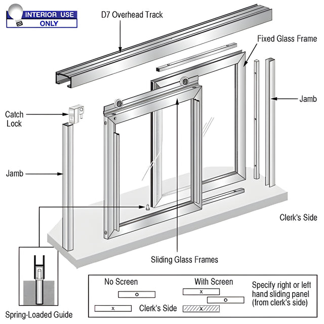 CRL Horizontal Sliding Florence Model Pass-Thru Assembly With D7 Header / No Screen