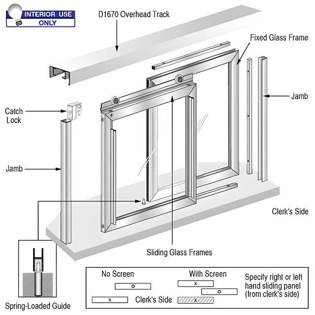 CRL Horizontal Sliding Florence Model Pass-Thru Assembly with D1670 Header / No Screen