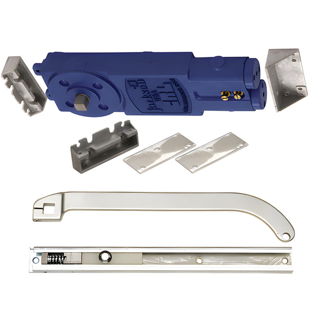 CRL Jackson® Adjustable Spring 105º Hold Open Overhead Concealed Closer with "P" Offset Slide-Arm Hardware Package Aluminum