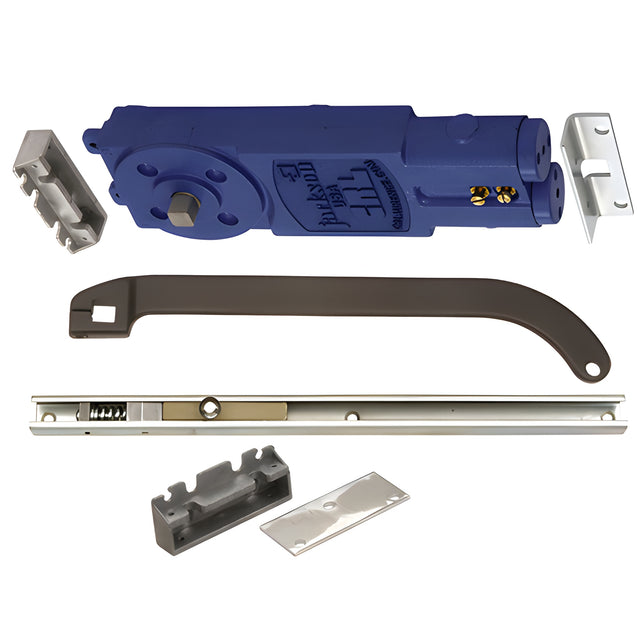 CRL Jackson® Adjustable Spring Power Multi Size 105º No Hold Open Overhead Concealed Closer with "S" Offset Slide-Arm Hardware Package Dark Bronze