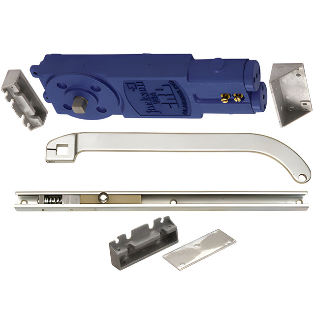 CRL Jackson® Aluminum Adjustable Spring Power Multi Size 90º No Hold Open Overhead Concealed Closer with U-Offset Slide-Arm Hardware Package