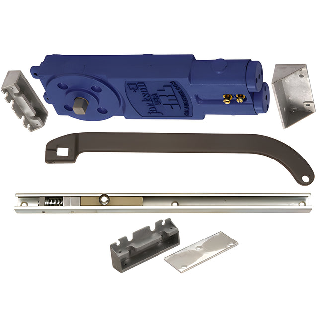 CRL Jackson® Dark Bronze Adjustable Spring Power Multi Size 90º Hold Open Overhead Concealed Closer with 'U' Offset Slide-Arm Hardware Package