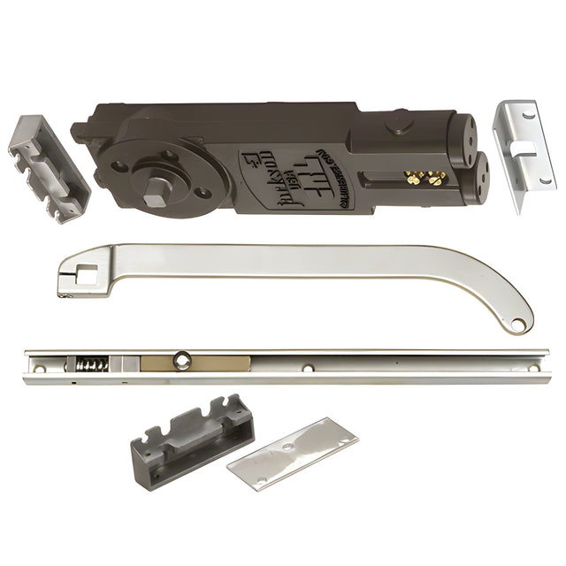 CRL Jackson® Satin Aluminum Regular Duty Spring 105º No Hold Open Overhead Concealed Closer With "S" Offset Slide-Arm Hardware Package