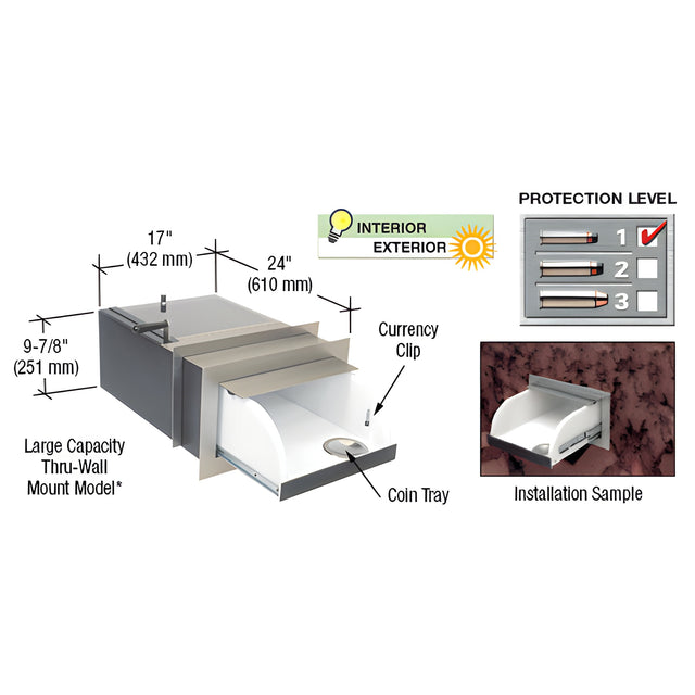 CRL Large Capacity Thru-Wall Transaction Drawer