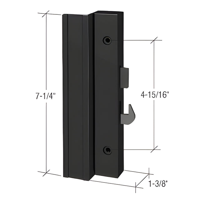 CRL Low Profile Black Plastic Hook - Style Surface Mount Handle; 4-15/16" Screw Holes