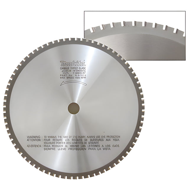 CRL Makita® 12" x 1" Arbor 76 Tooth Carbide Saw Blade for Stainless Steel