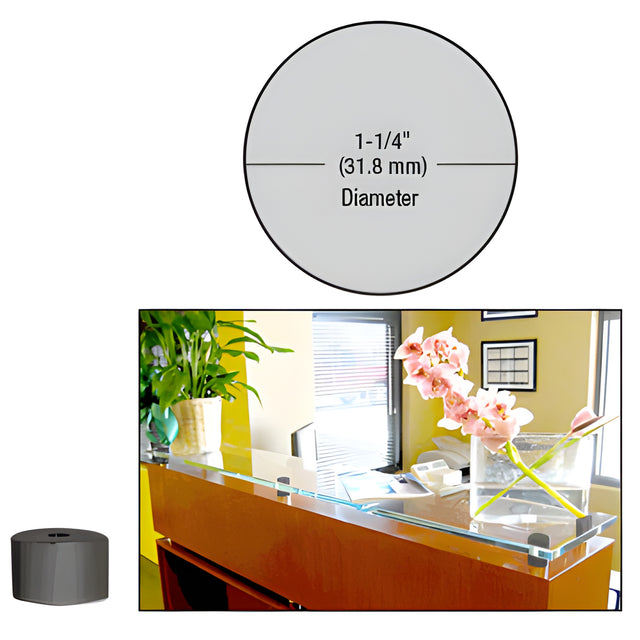 CRL Matte Black 1-1/4" Diameter by 3/4" Standoff Base