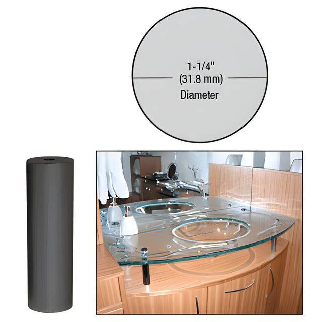 CRL Matte Black 1-1/4" Diameter by 4" Standoff Base