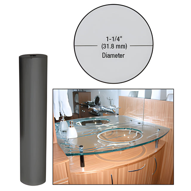 CRL Matte Black 1-1/4" Diameter by 6" Standoff Base