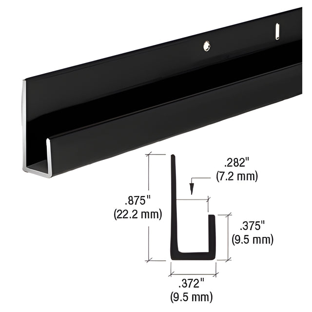CRL Matte Black 1/4" Standard Aluminum J-Channel