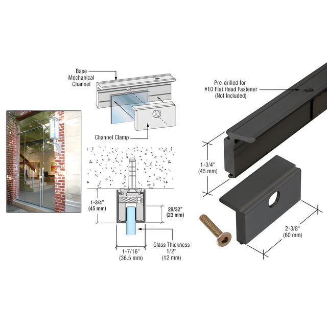 CRL Matte Black 10' Mechanical Glazing Channel for 1/2"