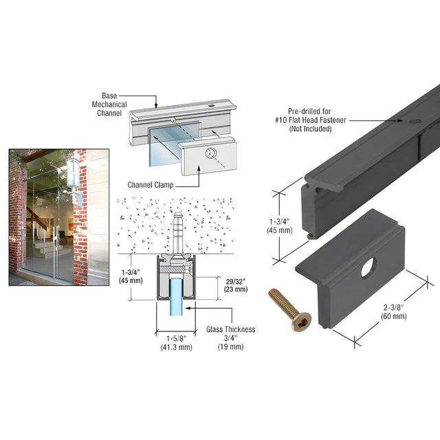 CRL Matte Black 10' Mechanical Glazing Channel for 3/4"