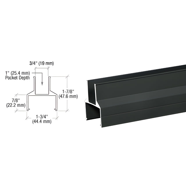CRL Matte Black 100/150 Series 241" Bottom Rail