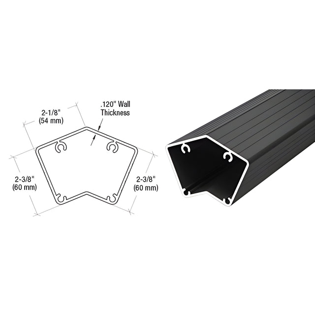 CRL Matte Black 100 Series 36" 135º Surface Mount Post Only