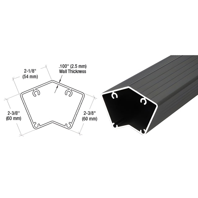 CRL Matte Black 100 Series 48" 135 Degree Fascia Mount Post Only for 100 Series Rails