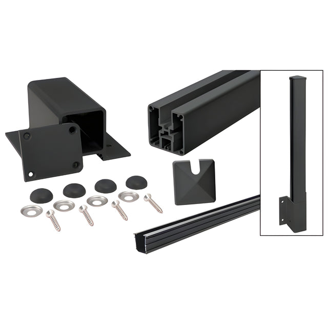CRL Matte Black 1100 Series End Fascia Mount Post Kit