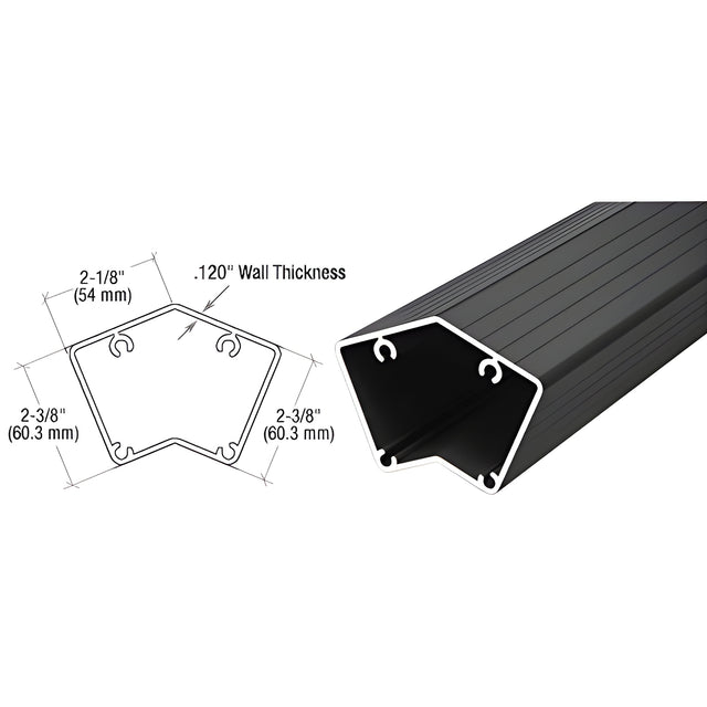 CRL Matte Black 200, 300, 350, and 400 Series 36" Long 135 Degree Post