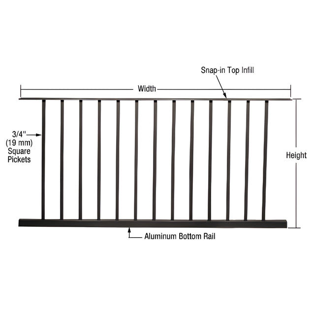 CRL Matte Black 200, 300, 350, and 400 Series 60"W x 42"H Picket Panel