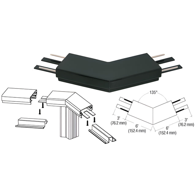 CRL Matte Black 200 Series Top Cap 135º Corner