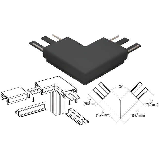 CRL Matte Black 200 Series Top Cap 90º Corner