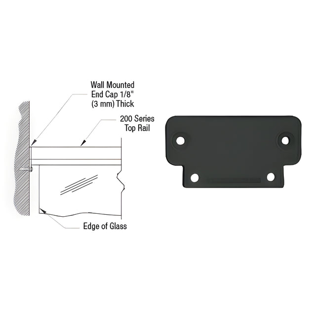 CRL Matte Black 200 Series Wall Mount End Cap